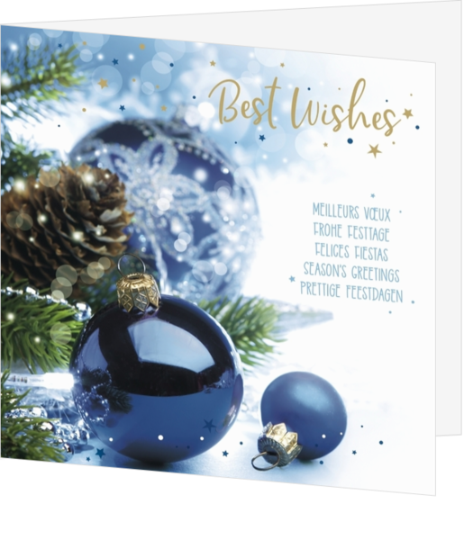 Mix & Match Kerstkaart - Blauwe kerstballen