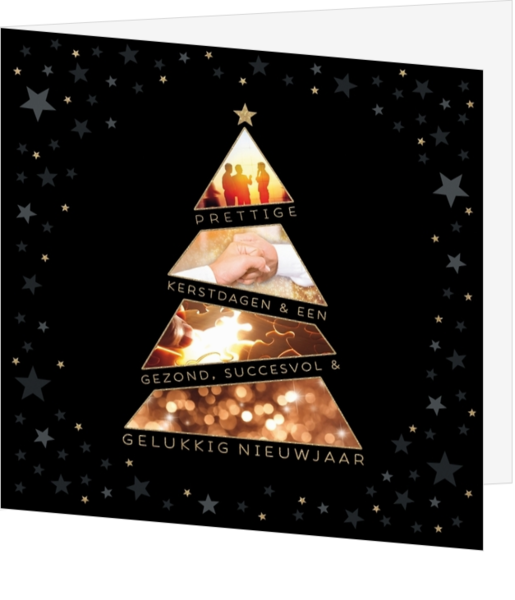 Mix & Match Kerstkaart - Kerstboom omringd met sterren