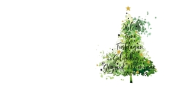 Mix & Match Kerstkaart   Typografische waterverf kerstboom Achterkant/Voorkant