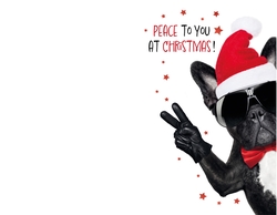 Mix en Match Kerstkaart   Stoere hond met kerstmuts Achterkant/Voorkant