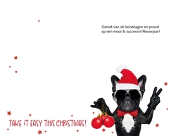 Mix en Match Kerstkaart   Stoere hond met kerstmuts Binnenkant