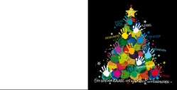 Mix & Match Kerstkaart   Kerstboom met vrolijke handjes Achterkant/Voorkant