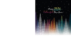 Mix & Match Kerstkaart   Kleurrijke abstracte kerstbomen Achterkant/Voorkant