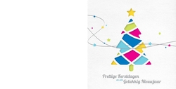 Mix & Match Kerstkaart   Kleurrijke grafische kerstboom Achterkant/Voorkant