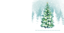 Mix & Match Kerstkaart   Waterverf kerstboom Achterkant/Voorkant